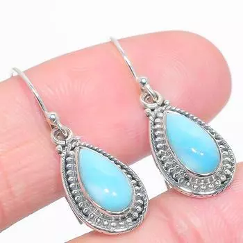 Серьги из чистого серебра 925 пробы с драгоценным камнем Natural Republic Ларимар 1,25 дюйма J4F92