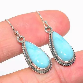 Серьги из чистого серебра 925 пробы с драгоценным камнем Natural Republic Larimar 1,50 дюйма q1T47