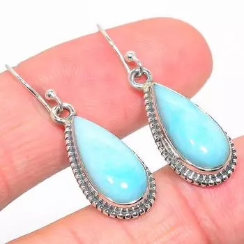 Серьги из чистого серебра 925 пробы с натуральным ларимаром, 1,50 дюйма, G1T91