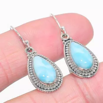 Серьги из чистого серебра 925 пробы с драгоценным камнем Natural Republic Ларимар 1,50 дюйма p0a31