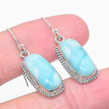 Серьги из чистого серебра 925 пробы с драгоценным камнем Natural Republic Ларимар 1,50 дюйма e3M25