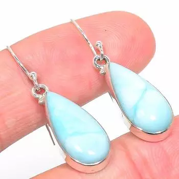Серьги из чистого серебра 925 пробы с драгоценным камнем Natural Republic Larimar, 1,50 дюйма, Z3z34