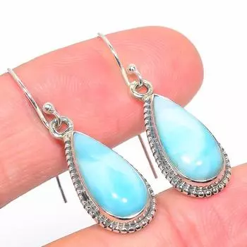 Серьги из чистого серебра 925 пробы с драгоценным камнем Natural Republic Larimar 1,50 дюйма L9e30