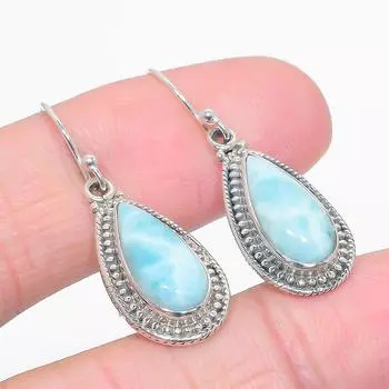 Серьги из чистого серебра 925 пробы с драгоценным камнем Natural Republic Ларимар, 1,50 дюйма, v5I37