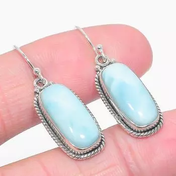Серьги из чистого серебра 925 пробы с драгоценным камнем Natural Republic Ларимар 1,50 дюйма U8d85