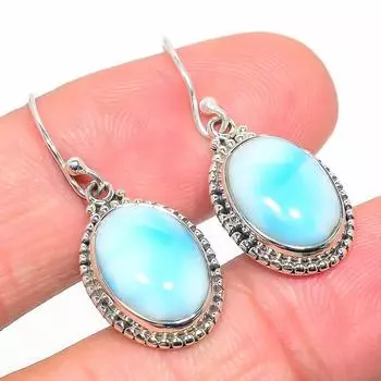 Серьги из чистого серебра 925 пробы с натуральным ларимаром, ручная работа, 1,25 дюйма, o6W38