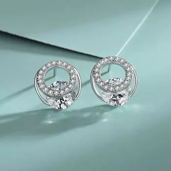 Серьги из чистого серебра S925 с бриллиантами и цирконием, популярные женские аксессуары, персонализированные серебряные серьги в форме круга, ювелирные изделия