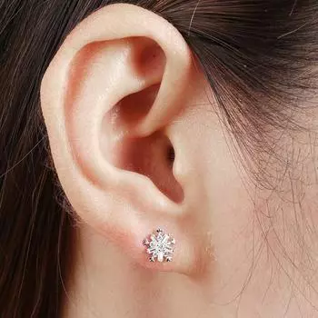 Серьги из циркония в виде снежинки, свежий темперамент, высококачественный дизайн, новые простые японские и корейские серьги