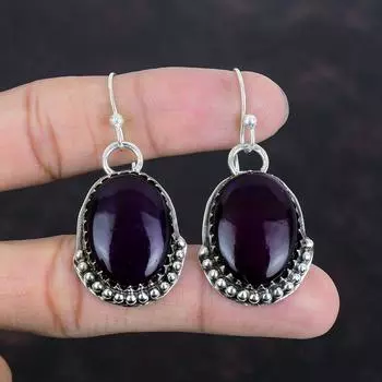 Серьги из фиолетового огненного лабрадорита, стерлингового серебра 925 пробы, антикварные ювелирные изделия, серьги ручной работы с драгоценными камнями, подарки для нее, потрясающие висячие серьги