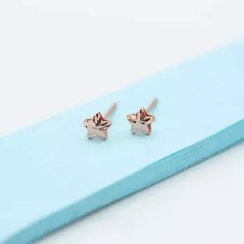 Серьги из фиолетового золота 585 пробы из розового золота простые японские и корейские универсальные женские серьги-звездочки русские цветные золотые серьги