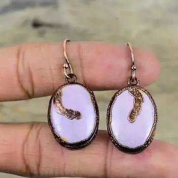 Серьги из фосфосидеритовой меди, гальванопластические серьги, ювелирные изделия из фосфосидеритовой меди, серьги ручной работы, драгоценные камни, гальванопластические украшения, подарки для жены