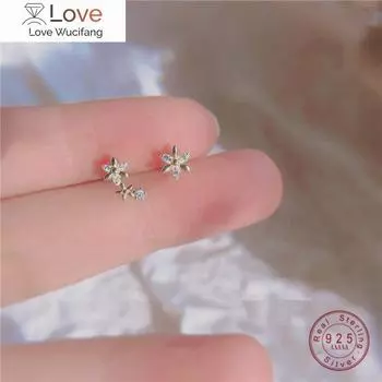 Серьги из французского асимметричного креативного хрустального цветка из стерлингового серебра 925 пробы с покрытием из 14-каратного золота для женщин, сладкие романтические украшения для свиданий золотой