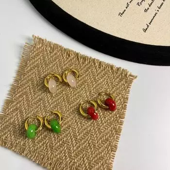 Серьги из французского ретро натурального камня агата, серьги в нишевом дизайне, продвинутый смысл, новые китайские серьги, национальный тренд