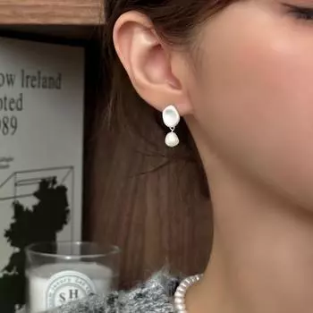 Серьги из французского ретро пресноводного жемчуга матовые легкие роскошные изысканные нежные серебряные игольчатые гвоздики для ушей осень и зима новые серьги 925 silver needles
