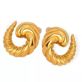 Серьги из французского золота 18 карат с покрытием, женские серьги-гвоздики Tide, глянцевые серьги Wind Premium Temperament