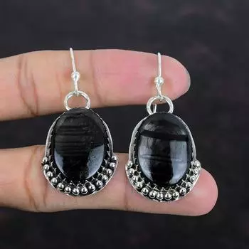 Серьги из гиперстена, настоящие драгоценные камни, серьги-подвески, серьги из стерлингового серебра 925 пробы, серьги из гиперстена, украшения ручной работы, подарки для друга