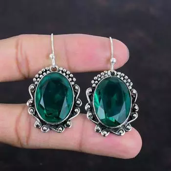 Серьги из граненого хромированного диопсида, 925 пробы, серьги из стерлингового серебра, достойные ювелирные изделия, дизайнерские серьги ручной работы, подарки для мамы, ювелирные изделия из натуральных драгоценных камней