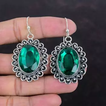 Серьги из граненого хромированного диопсида, серьги из стерлингового серебра 925 пробы, ювелирные изделия ручной работы, уникальные стильные серьги, подарки для женщин, потрясающие ювелирные изделия из драгоценных камней