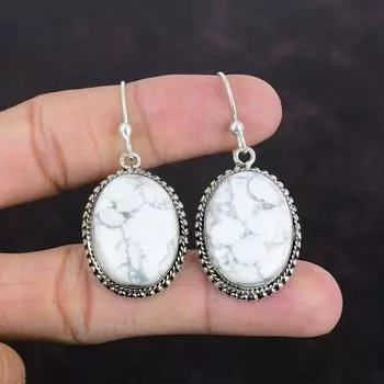 Серьги из хаулита Серьги из стерлингового серебра 925 пробы Серьги ручной работы Оригинальные ювелирные изделия из драгоценных камней Винтажные серьги Подарки на помолвку Ювелирные изделия с камнями по рождению