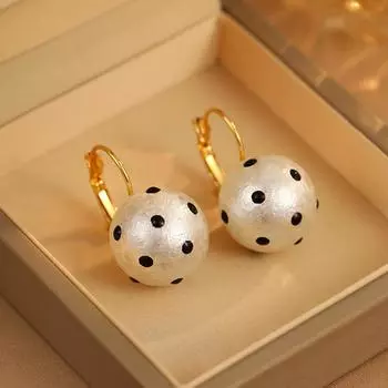 Серьги из хлопка и жемчуга в горошек, женственные застежки для ушей, нишевый дизайн, высококачественные серьги-гвоздики