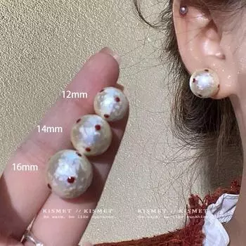 Серьги из хлопка с жемчугом и узором в корейском стиле: Универсальный, простой и высококачественный. чёрный