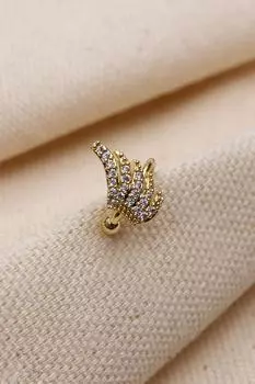 Серьги из хряща золотистого цвета с крыльями ангела(VIP)