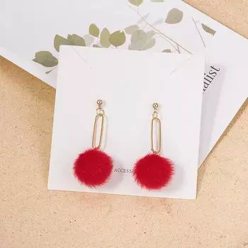 Серьги из иглы из серебра 925 пробы с шерстяным шариком: Модные конфетно-цветные, милые металлические серьги-подвески для осени и зимы.