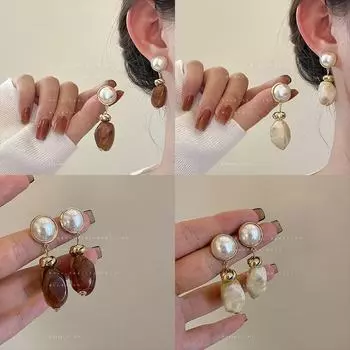 Серьги из искусственного жемчуга в стиле ретро в Гонконге — роскошный, элитный нишевый дизайн для женщин A1979 золотой