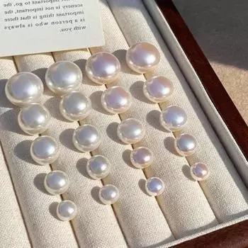 Серьги из искусственного жемчуга, женские плоские бусины, белый свет, пудра, легкие темпераментные украшения для ушей 8mm слоновая кость