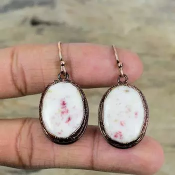 Серьги из киноварита, гальванопластические медные серьги, серьги ручной работы, элегантные ювелирные изделия, серьги из настоящих драгоценных камней, гальванопластические ювелирные изделия, подарки для нее