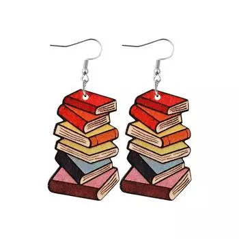Серьги из книги «Любовь» Деревянные серьги Книга Серьги Двусторонняя живопись One Size