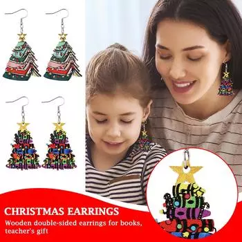 Серьги из книги «Любовь» Деревянные серьги Книга Серьги Двусторонняя живопись One Size