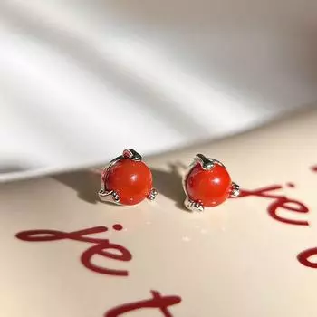 Серьги из красного агата — маленькие и нового стиля для подарка вашей девушке