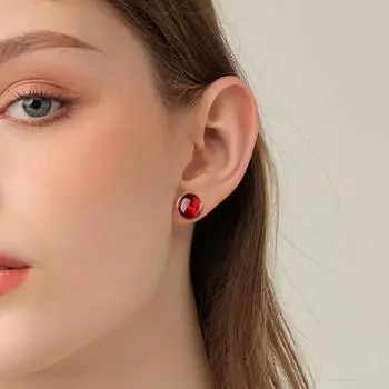 Серьги из красного искусственного агата, элегантные женские серьги-гвоздики в китайском стиле с искусственным агатом, опалом, полированной белой медью для выпускного вечера красный