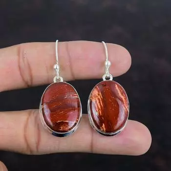 Серьги из красного змеиного яшмового камня, серьги из стерлингового серебра 925 пробы, уникальные стильные украшения, женские серьги, подарки для нее, серебряные украшения