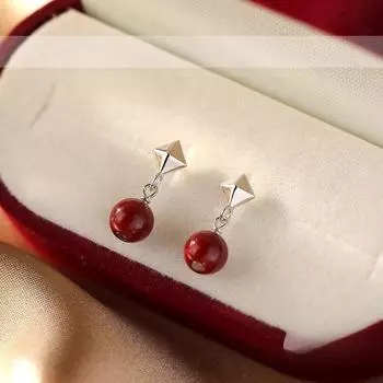 Серьги из красной фасоли акации для женщин, модные серьги из красного бисера, серьги в стиле ретро в китайском стиле