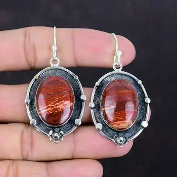 Серьги из красной змеиной яшмы, серьги из стерлингового серебра 925 пробы, серьги из натуральных драгоценных камней для женщин, подарки для мамы, стильные серьги ручной работы