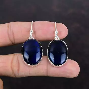 Серьги из лабрадорита синего огня, 925 пробы, серьги из стерлингового серебра, серьги из драгоценных камней высшего качества, свадебные украшения, висячие серьги ручной работы, подарок для мамы
