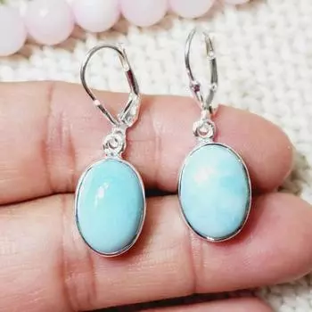 Серьги из ларимара Lever Back Hook Серьга-слеза из ларимара Серьга из ларимара с драгоценным камнем