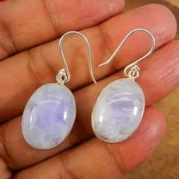 Серьги из лунного камня, серьги из серебра 925 пробы, подарок для мамы, серьги-подвески для вечеринки, подарок на годовщину, овальные серьги