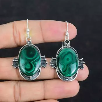 Серьги из малахита, драгоценные камни, серьги ручной работы, серьги из стерлингового серебра 925 пробы, изящные украшения из малахита, абсолютно новые серьги, подарки на помолвку