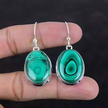 Серьги из малахита, серебряные серьги 925 пробы, ювелирные изделия из драгоценных камней, серьги ручной работы, ювелирные изделия из натурального малахита, подарок для нее, серьги уникального дизайна