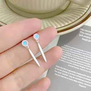 Серьги из матового лунного камня - изысканные французские длинные уши, легкие, роскошные, высокого класса, для женщин