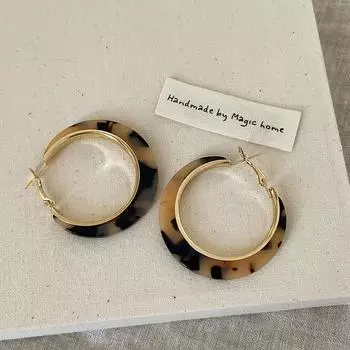 Серьги из металла и смолы черепахового цвета, женские, преувеличенные, нишевые, индивидуальные, простые, универсальные, темпераментные, модные, трендовые серьги