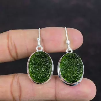 Серьги из молдавита, серьги из стерлингового серебра 925 пробы, уникальные серьги ручной работы, оригинальные ювелирные изделия из молдавита, серьги из камня по дате рождения, подарки для мамы