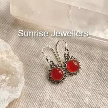 Серьги из настоящего сердолика из стерлингового серебра 925 пробы Free Size красный