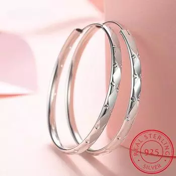 Серьги из настоящего серебра 925 пробы, модные простые корейские серьги-кольца для женщин, очаровательные шикарные вечерние ювелирные украшения DD455