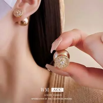 Серьги из настоящего золота с гальваническим покрытием из серебра и циркония, изысканные серьги в стиле ретро, серьги класса люкс на осень и зиму шампанского