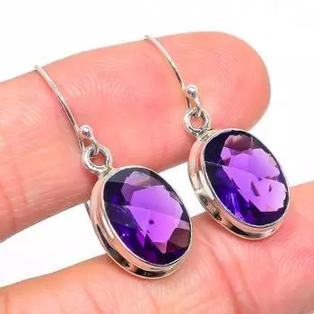 Серьги из натурального африканского аметиста, ручная работа, 925 пробы, чистое серебро, 1,25 дюйма, N1R85