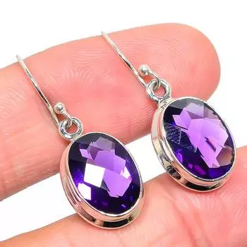 Серьги из натурального африканского аметиста, ручная работа, 925 пробы, чистое серебро, 1,25 дюйма, A2q46